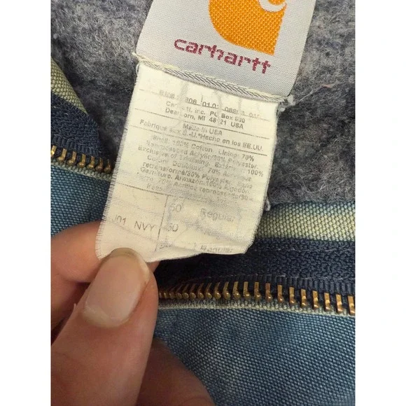 Vintage Carhartt J01 NVY Distressed Blue FadedEmbroidered Mens XL - Picture 5 of 8